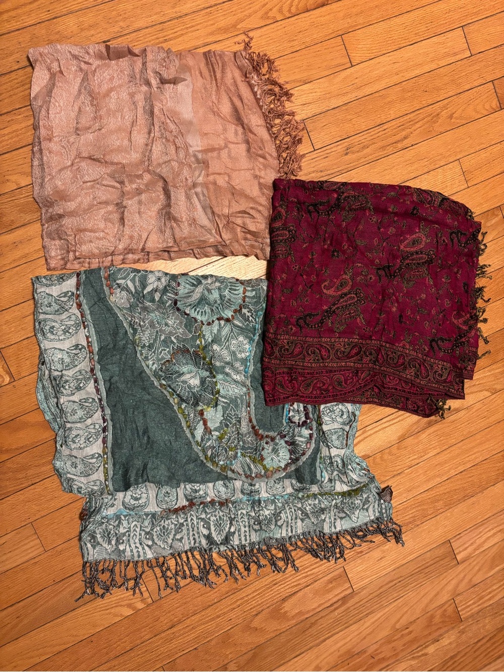 Women’s scarves. Three vibrant colors
